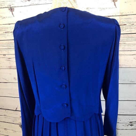 Karin Stevens VINTAGE 90's Blue Embroidered dress, looks like 2 piece size 10p - Picture 10 of 12